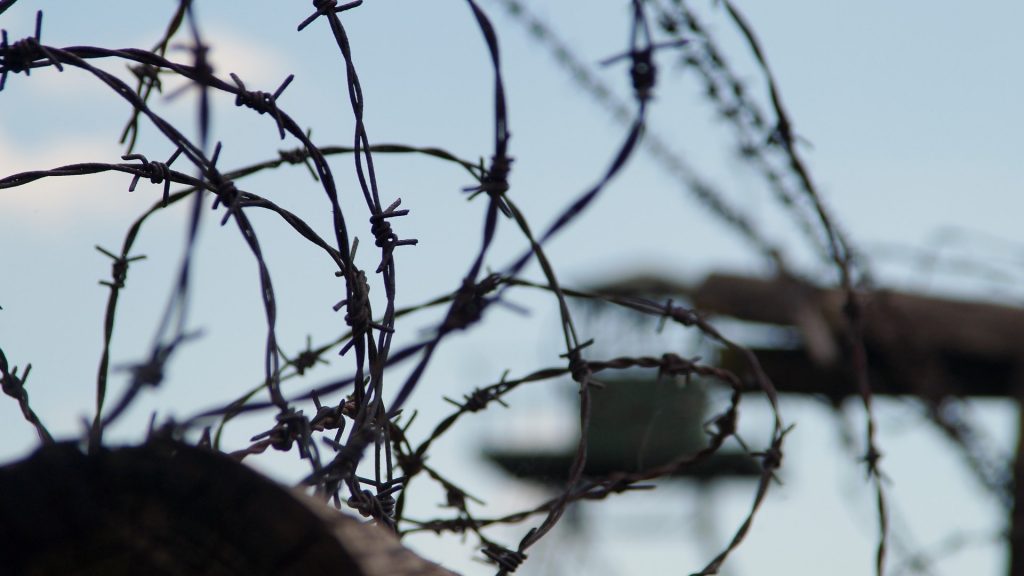 Barbed wire border fence