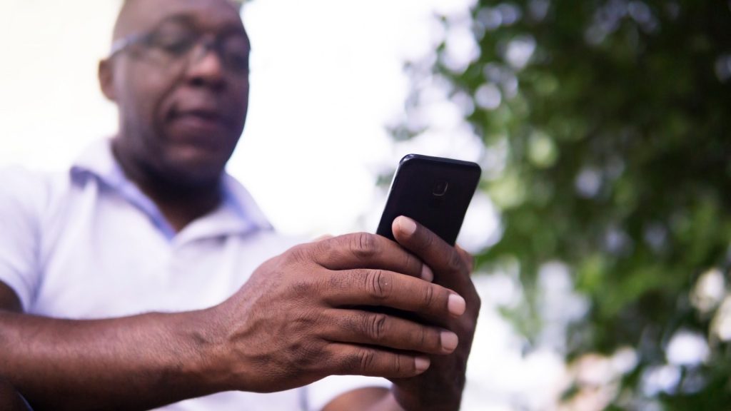 Man holding smartphone