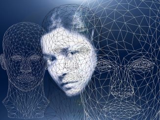 Wireframe image of human face