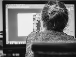 Woman working at home