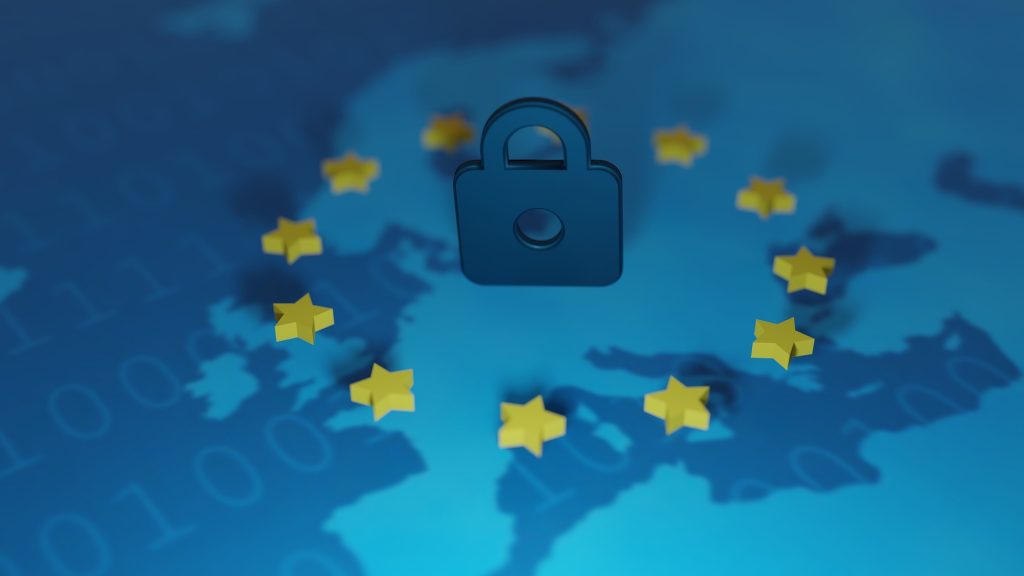EU flag with lock graphic