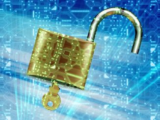 Image of a padlock with computer circuit in background