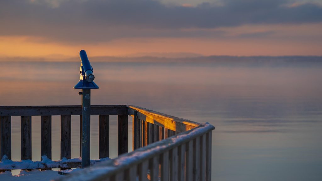 View of horizon with telescope in foreground