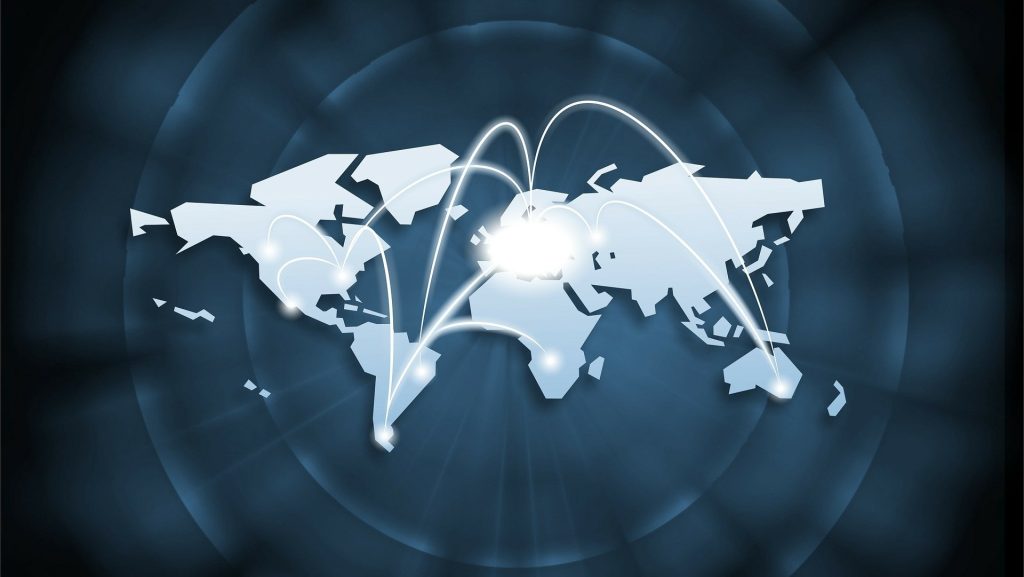 Image of world with IT network traffic