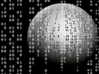 Abstract image of ball with computer code