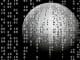 Abstract image of ball with computer code